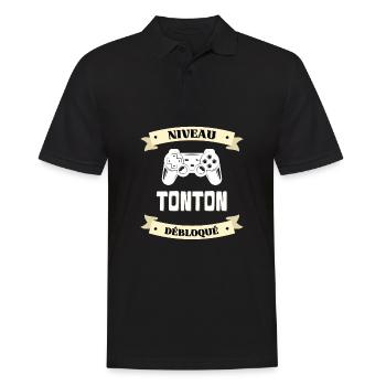 niveau tonton débloqué annonce grossesse humour - Polo Homme - noir - Devant - Kai (181cm)