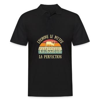 chasseur homme perfection humour chasse cerf drole - Polo Homme - noir - Devant - Kai (181cm)