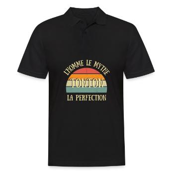 tonton homme perfection humour oncle idée cadeau - Polo Homme - noir - Devant - Kai (181cm)