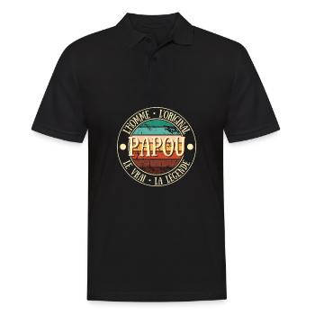 papou légende humour papy homme idée cadeau papi - Polo Homme - noir - Devant - Kai (181cm)