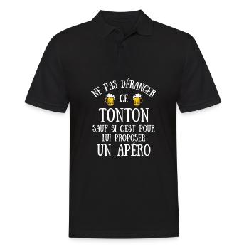 tonton apéro humour oncle idée cadeau personnalisé - Polo Homme - noir - Devant - Kai (181cm)