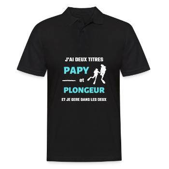 papy plongée sous marine homme humour plongeur - Polo Homme - noir - Devant - Kai (181cm)