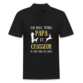 papa chasseur homme humour chasse idée cadeau - Polo Homme - noir - Devant - Kai (181cm)