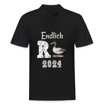 Rente 2024 mit Ente Rentner Ruhestand | R Ente - Männer Poloshirt - Schwarz - Vorne - Kai (181cm)