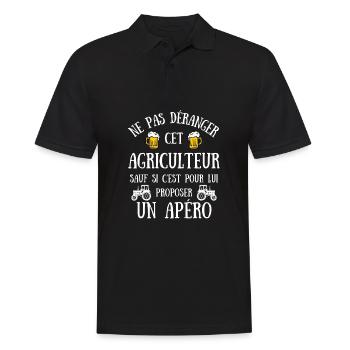 Agriculteur Homme Humour Agricole Tracteur Apéro - Polo Homme - noir - Devant - Kai (181cm)