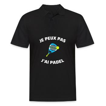 t shirt je peux pas j'ai padel humour j'peux pas - Polo Homme - noir - Devant - Kai (181cm)