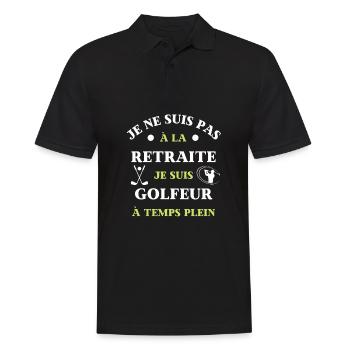 t shirt retraite golfeur temps plein humour golf - Polo Homme - noir - Devant - Kai (181cm)