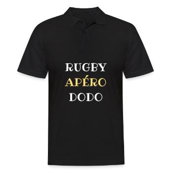 t shirt rugby apero dodo humour rugbyman homme - Polo Homme - noir - Devant - Kai (181cm)