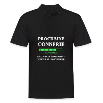 t shirt prochaine connerie en chargement geek - Polo Homme - noir - Devant - Kai (181cm)