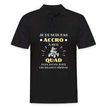 t shirt accro quad humour quad homme humoristique - Polo Homme - noir - Devant - Kai (181cm)