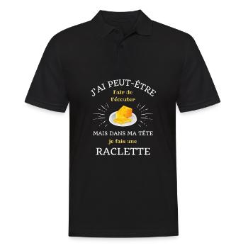 t shirt dans ma tete raclette humour raclette - Polo Homme - noir - Devant - Kai (181cm)
