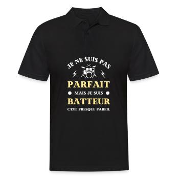 batteur pas parfait humour batterie homme drummer - Polo Homme - noir - Devant - Kai (181cm)