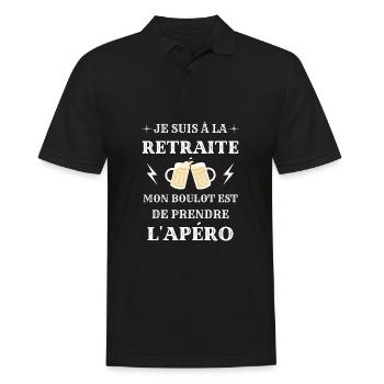 retraite apero humour alcool retraité bière drole - Polo Homme - noir - Devant - Kai (181cm)