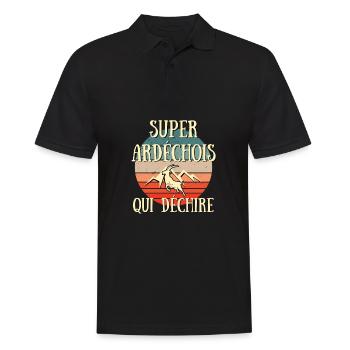 super ardéchois qui déchire humour ardèche homme - Polo Homme - noir - Devant - Kai (181cm)