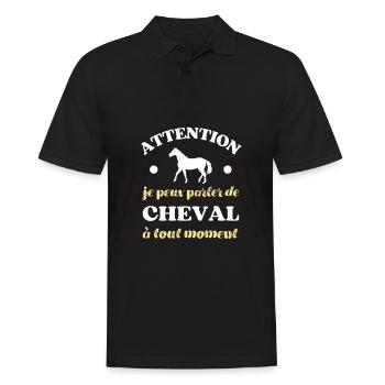 parler de cheval humour cavalière fille équitation - Polo Homme - noir - Devant - Kai (181cm)