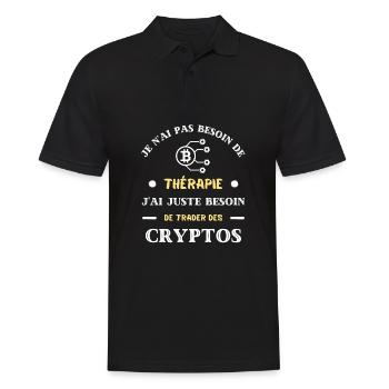 therapie cryptos humour crypto monnaie homme drole - Polo Homme - noir - Devant - Kai (181cm)