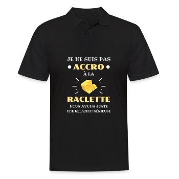 accro raclette homme humour cadeau personnalisé - Polo Homme - noir - Devant - Kai (181cm)