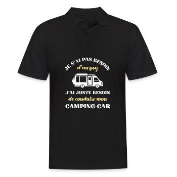 besoin psy camping car homme humour cadeau drole - Polo Homme - noir - Devant - Kai (181cm)