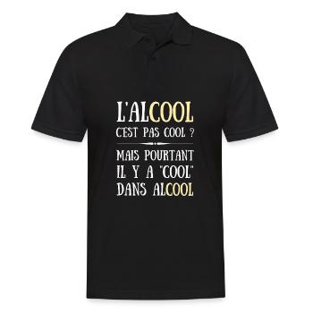 alcool c'est pas cool humour apéro homme drole - Polo Homme - noir - Devant - Kai (181cm)