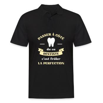 perfection dentiste humour dents homme femme drole - Polo Homme - noir - Devant - Kai (181cm)