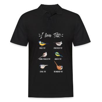 Cadeau ornithologique drôle pour ornithologue "J'aime les seins!" - Polo Homme - noir - Devant - Kai (181cm)