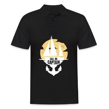 CALL ME CAPTAIN - Männer Poloshirt - Schwarz - Vorne - Kai (181cm)