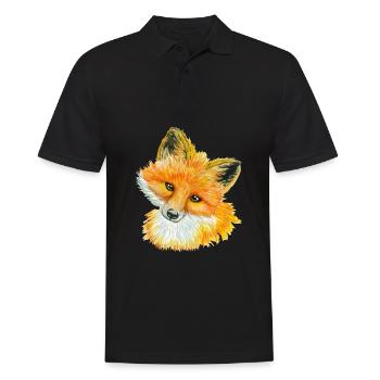 Fox-Aquarell-wildes Tier-Liebhaber-Geschenk-Idee - Männer Poloshirt - Schwarz - Vorne - Kai (181cm)