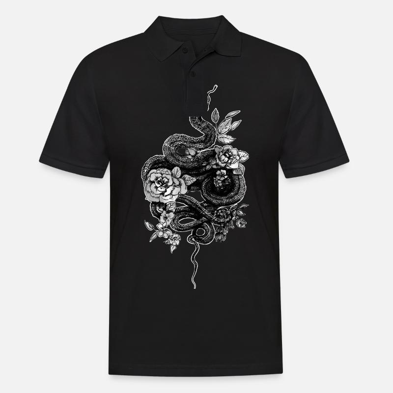 Snake - Ball Python - Retro Tattoo Look - Men's Polo Shirt - black