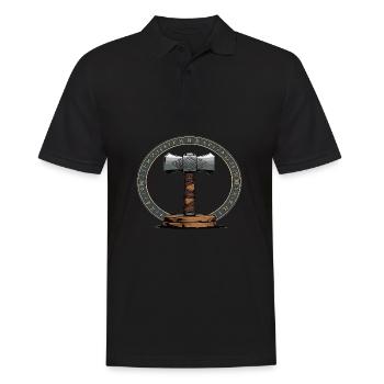 Viking Hammer Warrior Valhalla Runic Circle Thor - Men's Polo Shirt - black - Front - Kai (181cm)