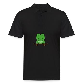 Grenouille verte sur skate bike animal drôle pour les patineurs - Polo Homme - noir - Devant - Kai (181cm)