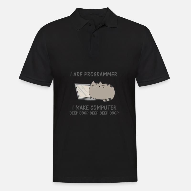 Programierer lustige Katze Computer Nerd - Männer Poloshirt - Schwarz