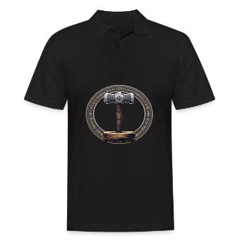 Viking Hammer Warrior Valhalla Runic Circle Thor - Men's Polo Shirt - black - Front - Kai (181cm)