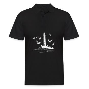 Leuchturm Möwe Hafen Moin Meer SeeLeuchturm Möwe H - Männer Poloshirt - Schwarz - Vorne - Kai (181cm)