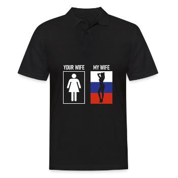 Mon wife cadeau Russie Amour Russe - Polo Homme - noir - Devant - Kai (181cm)