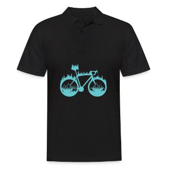 Forest Silhouette Gift Bicycle Cyclist Sport - Men's Polo Shirt - black - Front - Kai (181cm)