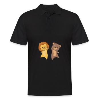 Lion bear zoo cute animals cute for kids - Men's Polo Shirt - black - Front - Kai (181cm)