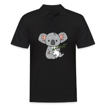 Koala - with branch - Men's Polo Shirt - black - Front - Kai (181cm)