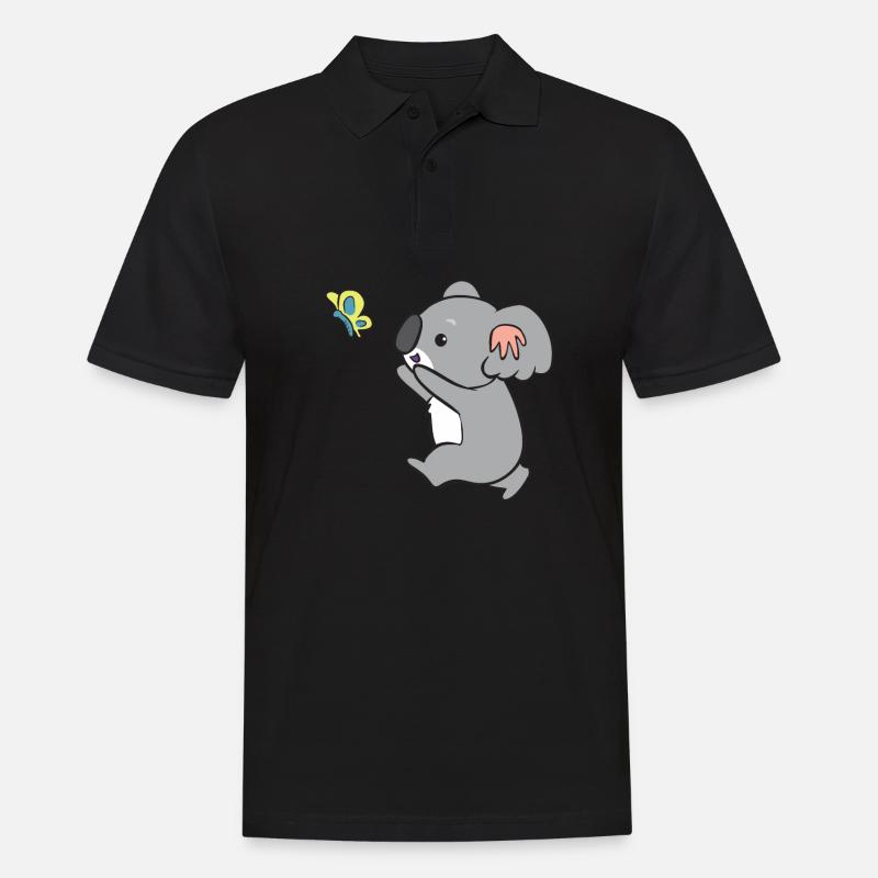 Koala - fängt Schmetterling - Männer Poloshirt - Schwarz