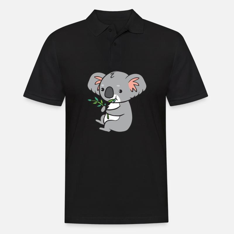 Koala - isst Eukalyptus - Männer Poloshirt - Schwarz
