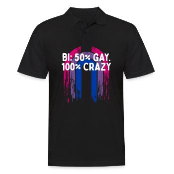 Bi 50% Gay100% Fou Bisexuel Pun Bi Pride Blague - Polo Homme - noir - Devant - Kai (181cm)