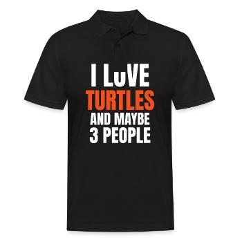 Ich liebe Schildkröten und vielleicht 3 Leute lustig - Männer Poloshirt - Schwarz - Vorne - Kai (181cm)