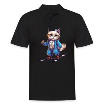 Ragdoll Katze Ski Wintersport Skifahrer - Männer Poloshirt - Schwarz - Vorne - Kai (181cm)