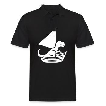 Cooler Sommer Segelboot T-Rex Silhouette - Männer Poloshirt - Schwarz - Vorne - Kai (181cm)