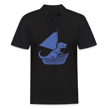 Cooler Sommer Segelboot T-Rex Silhouette - Männer Poloshirt - Schwarz - Vorne - Kai (181cm)