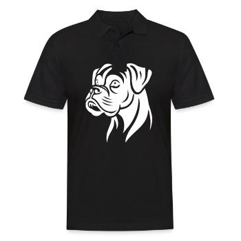 Hund Boxer Kopf Silhouette Minimalistisch - Männer Poloshirt - Schwarz - Vorne - Kai (181cm)