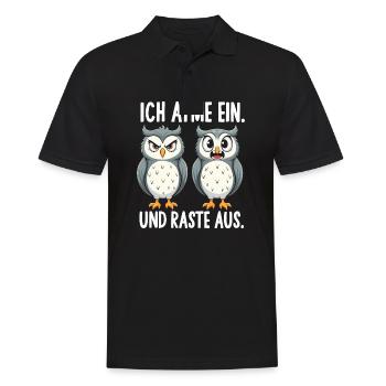 ich atme ein und raste aus lustige - Männer Poloshirt - Schwarz - Vorne - Kai (181cm)