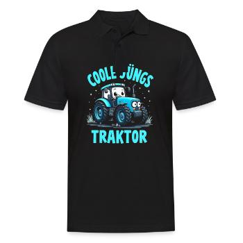 Coole Jungs fahren Traktor - Männer Poloshirt - Schwarz - Vorne - Kai (181cm)