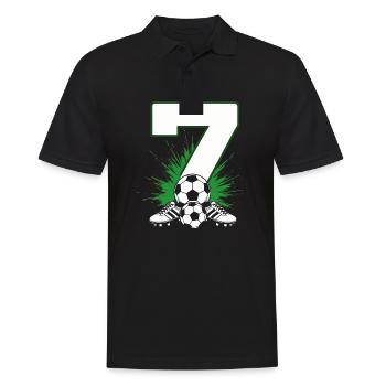 7. Geburtstag Fußballspieler 7 Jahre Kinder - Männer Poloshirt - Schwarz - Vorne - Kai (181cm)