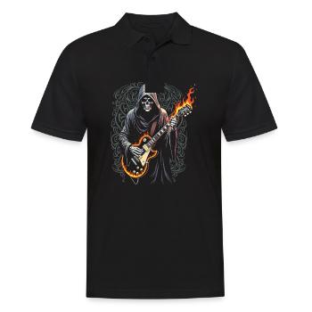 Sensenmann mit Gitarre - Rockstyle - Männer Poloshirt - Schwarz - Vorne - Kai (181cm)