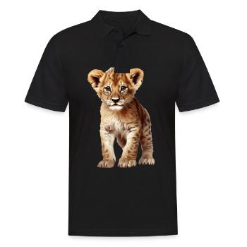 Young Lion - Loving lion cub design - Polo Homme - noir - Devant - Kai (181cm)